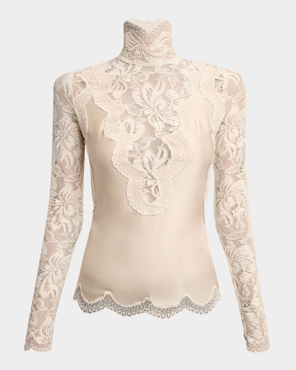 High-Neck Lace Blouse